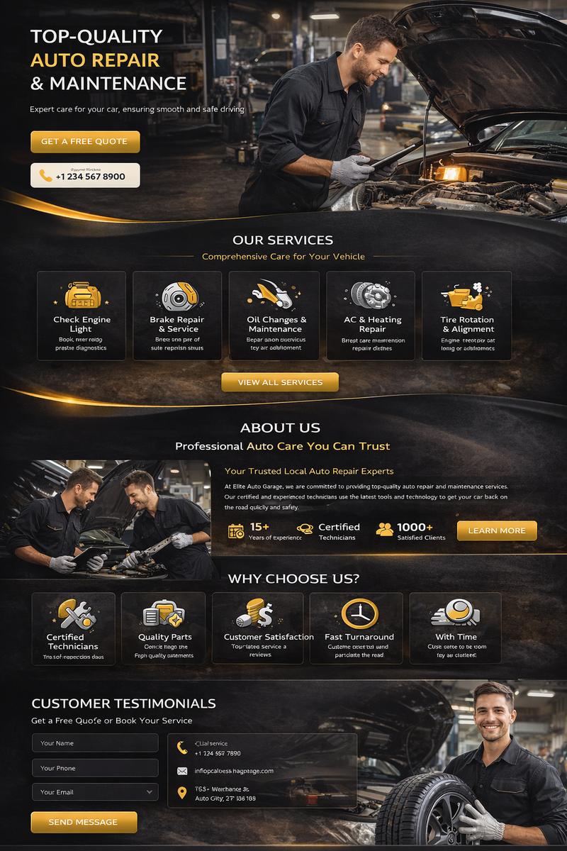 Sample website for an auto repair shop