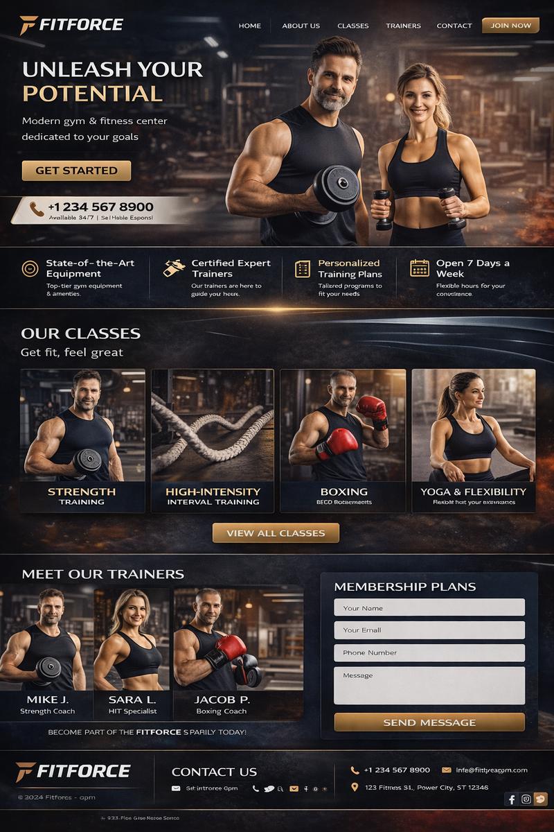 Sample website for a gym