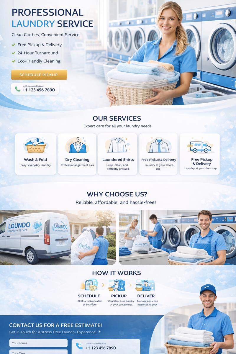 Sample website for a laundry service